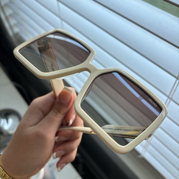 Quay Cream Oversized Sunglasses main image 6
